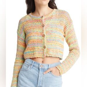Something Navy Pastel Knit Cropped Cardigan